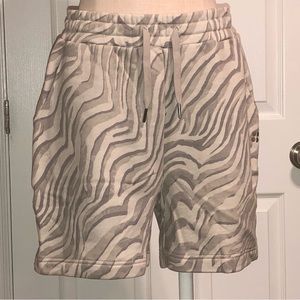 Sweaty Betty light grey zebra print shorts